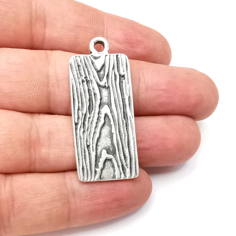 Rectangle Organic Charms, Antique Silver Plated (44x19mm) G34139