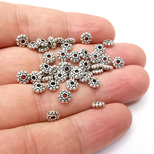 20 Star Beads Antique Silver Plated Metal Beads (6mm) G34149