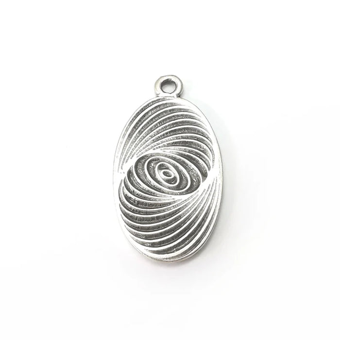 Circles Charms, Antique Silver Plated (44x23mm) G34097
