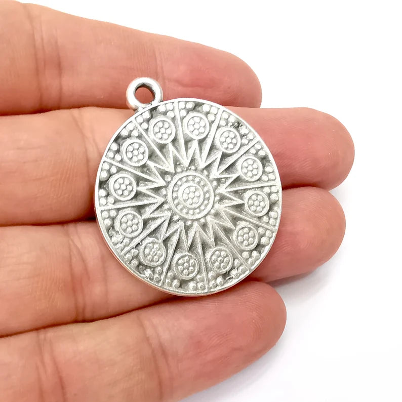 Star Charms, Antique Silver Plated (40x34mm) G34099