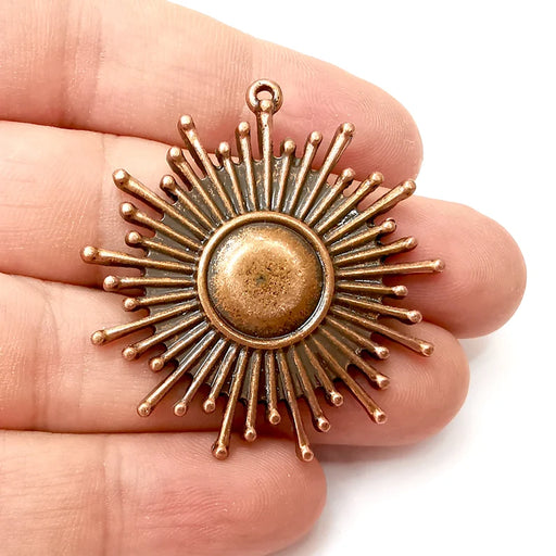 Sun Charms, Antique Copper Plated Dangle Charms (46x44mm) G34165