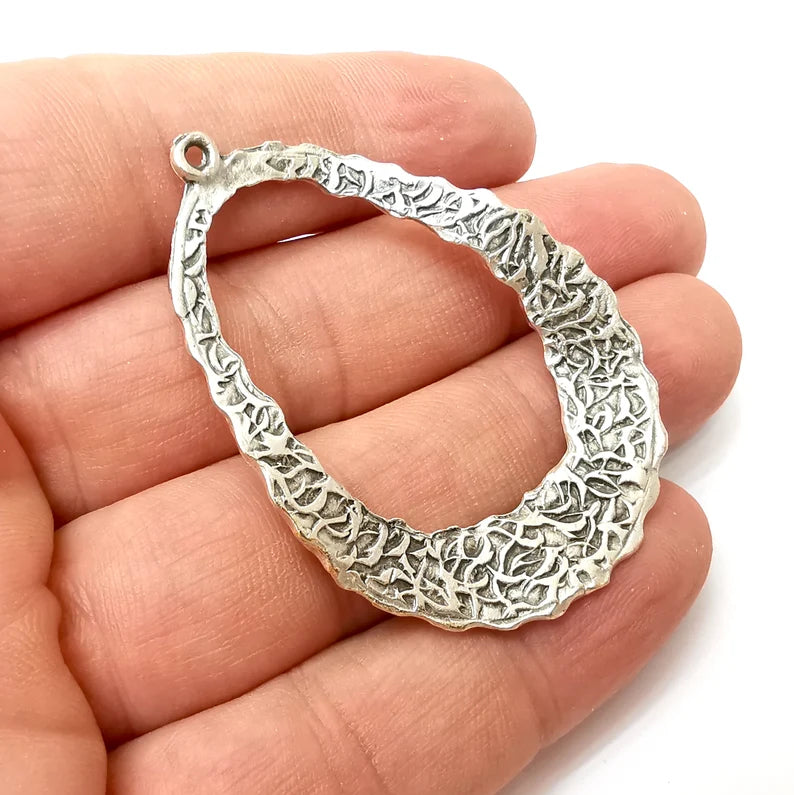 Organic Charms, Antique Silver Plated Pendant (56x41mm) G34168