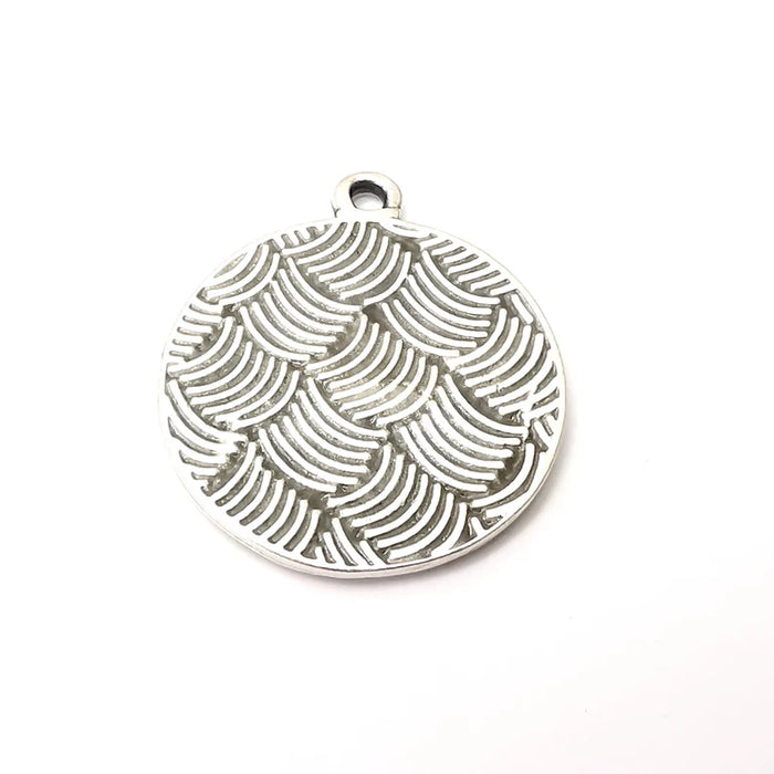 Round Charms, Antique Silver Plated (40x34mm) G34169