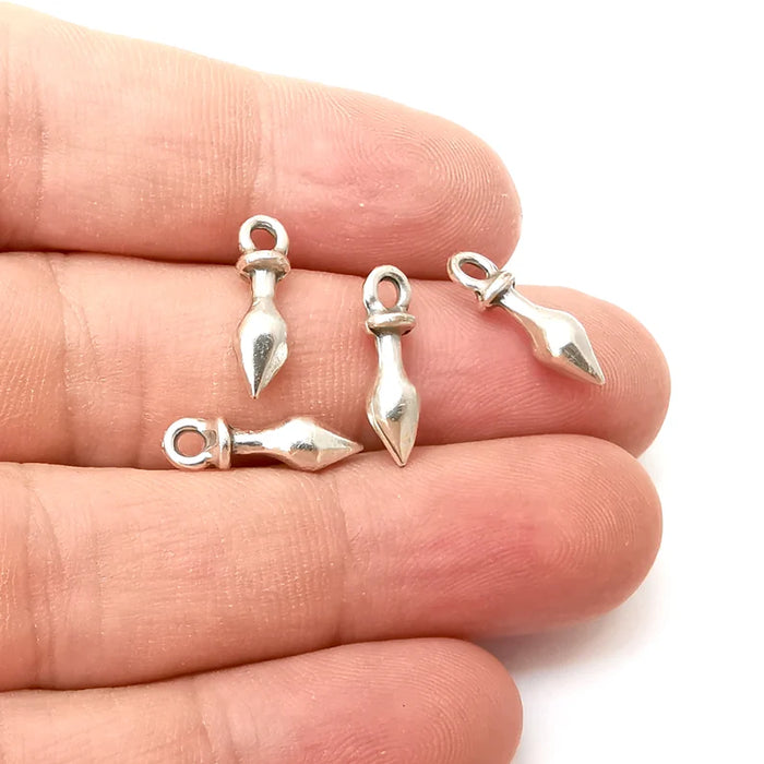 5 Spike Small Charms Antique Silver Plated Charms (16x4mm) G34176