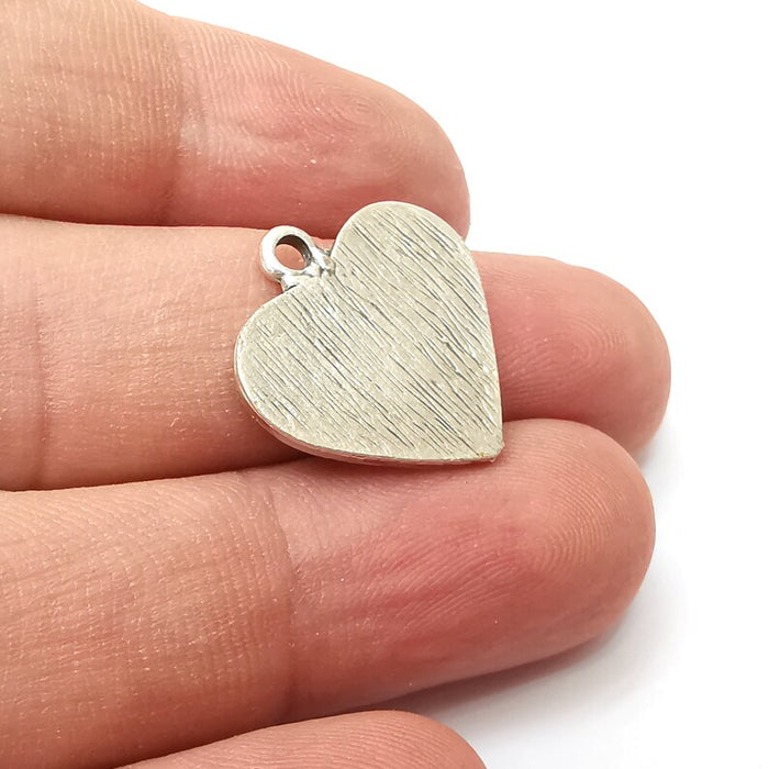 2 Heart Charms, Antique Silver Plated Dangle Charms (21x21mm) G34177