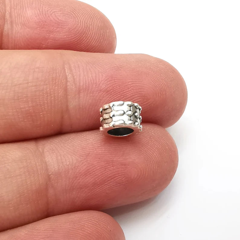 5 Ribbed Beads Antique Silver Plated Metal Beads (8mm) G34183