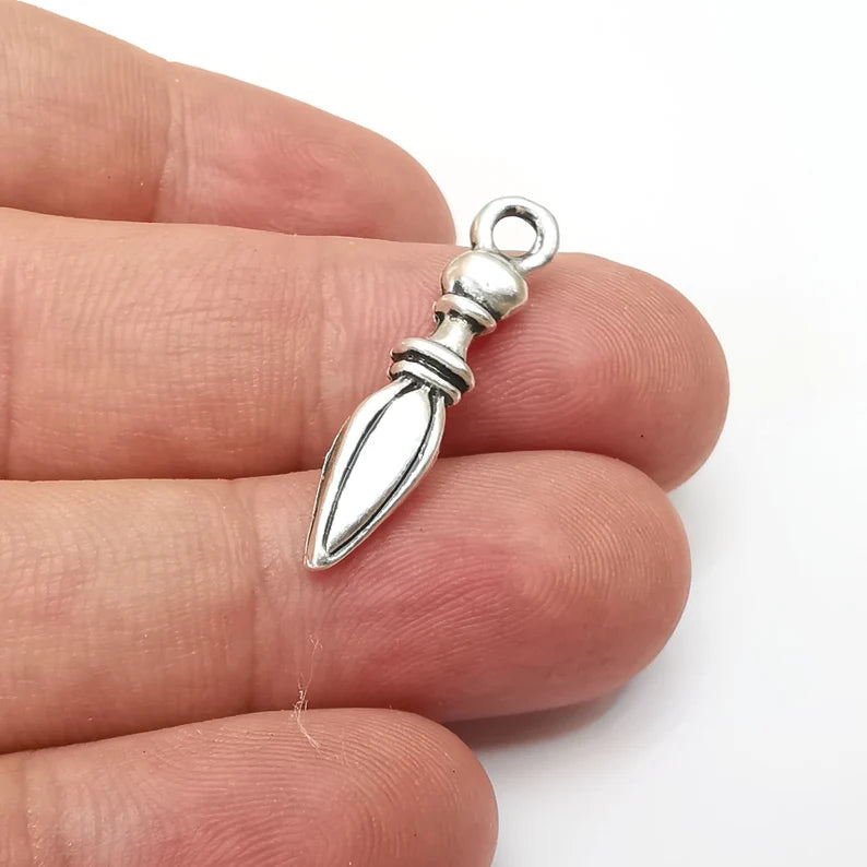 5 Spike Charms Antique Silver Plated Charms (30x6mm) G34184