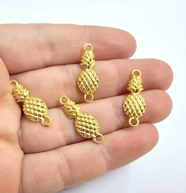 Pineapple Connector Charms Gold Plated Charms (26x10mm) G34185