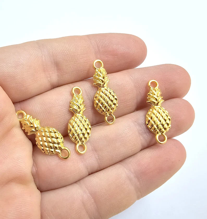 Pineapple Connector Charms Gold Plated Charms (26x10mm) G34185