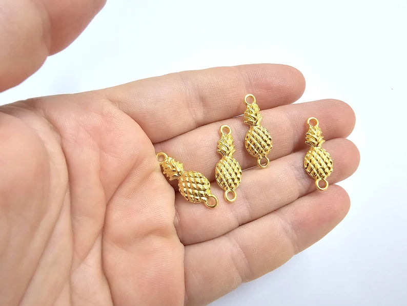 Pineapple Connector Charms Gold Plated Charms (26x10mm) G34185