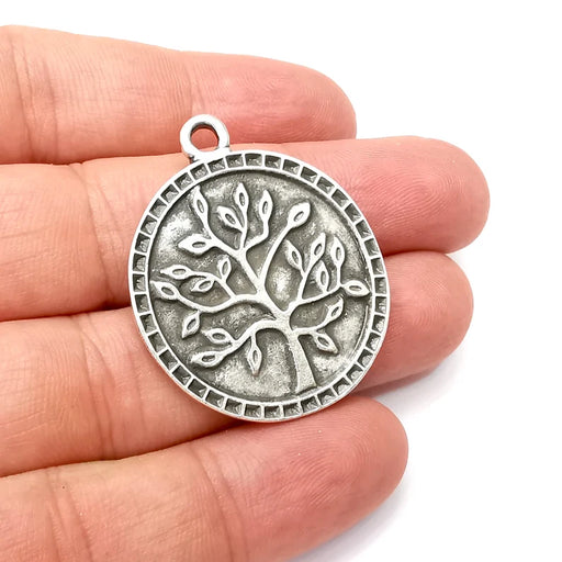 Tree Charms, Antique Silver Plated (40x33mm) G34186