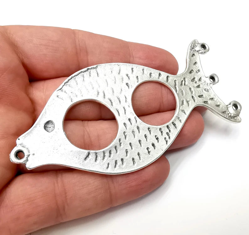 Fish Pendant, Connector Antique Silver Plated (100x47mm) G34125