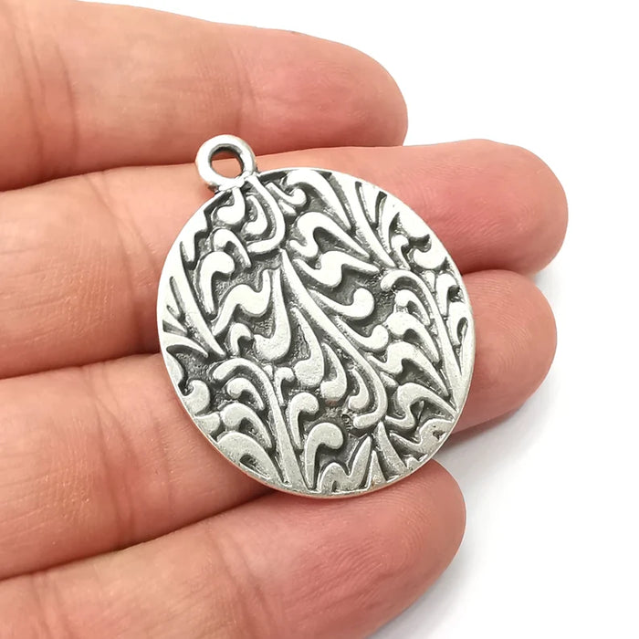 Silver Charms, Antique Silver Plated Pendant (40x34mm) G34132