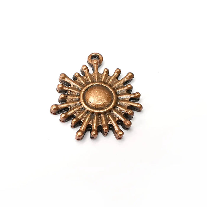 Sun Charms, Antique Copper Plated Dangle Charms (26x23mm) G34133