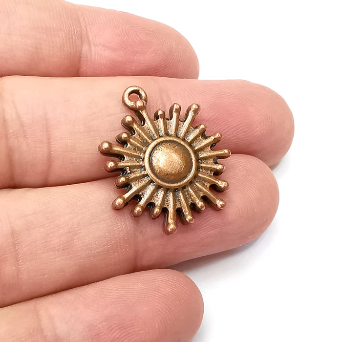 Sun Charms, Antique Copper Plated Dangle Charms (26x23mm) G34133