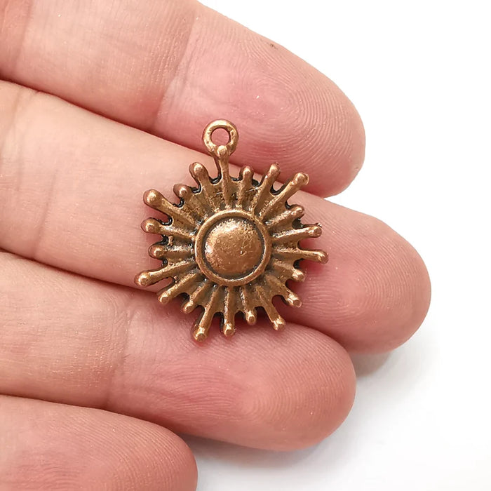 Sun Charms, Antique Copper Plated Dangle Charms (26x23mm) G34133