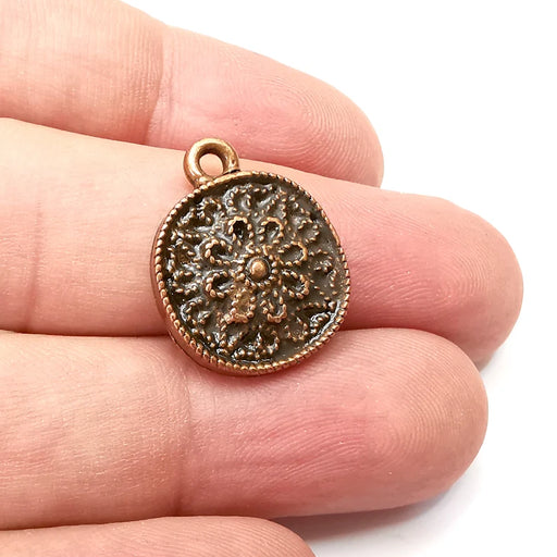 Flower Charms, Antique Copper Plated Dangle Charms (22x18mm) G34137