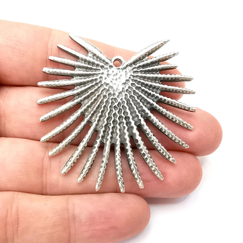 Antique Silver Charms, Antique Silver Plated Pendant (55x53mm) G34148