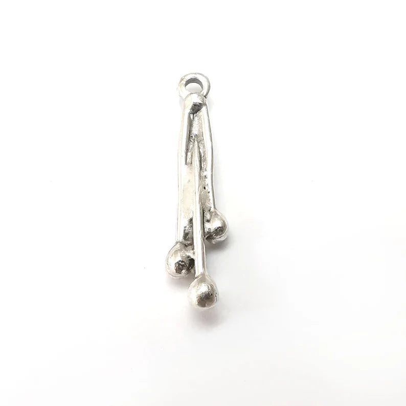 5 Antique Silver Charms, Antique Silver Plated (31x7mm) G34150