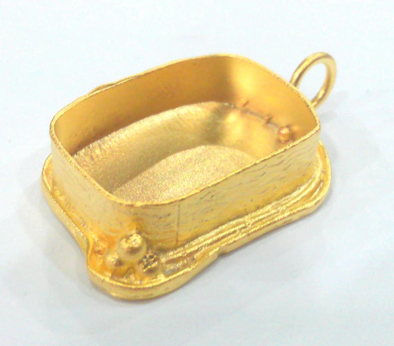 25x18 mm Bezel Settings , Mountings , Findings , Gold Plated Brass G21836