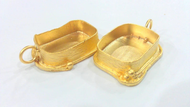 25x18 mm Bezel Settings , Mountings , Findings , Gold Plated Brass G21836