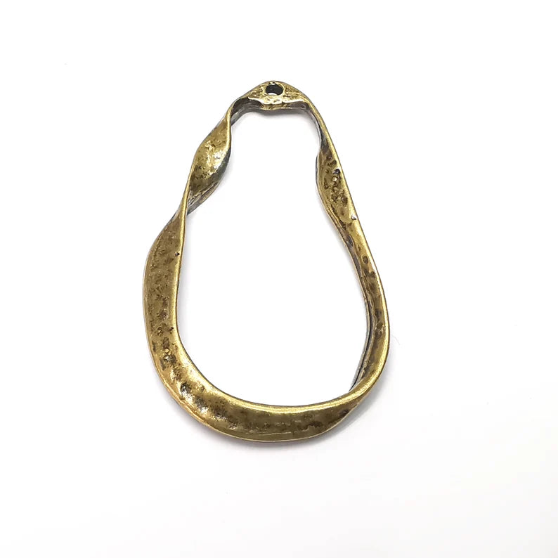 Drop Hammered Charms, Antique Bronze Plated (62x34mm) G34219
