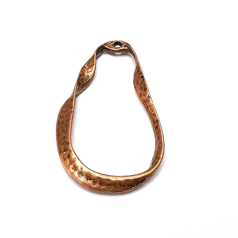 Drop Hammered Charms, Antique Copper Plated (62x34mm) G34220