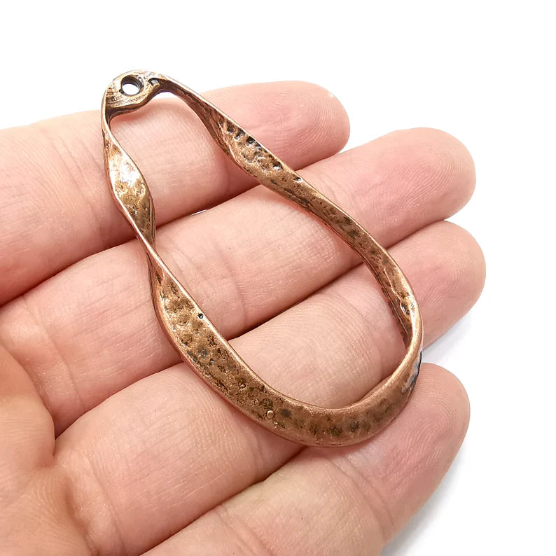 Drop Hammered Charms, Antique Copper Plated (62x34mm) G34220