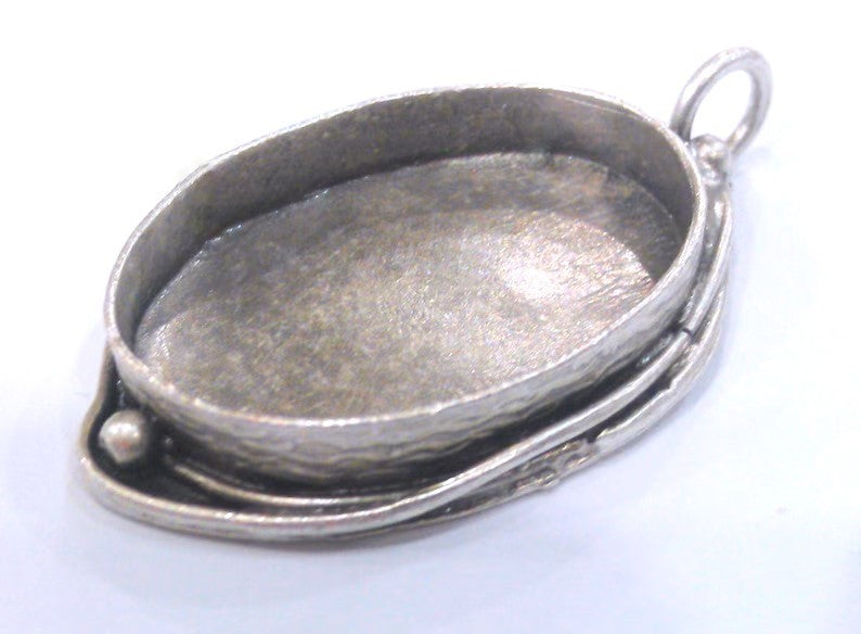 2 Pcs (30x22 mm)  Oxidized Silver Plated Brass Bezel Settings , Mountings , Findings  G12149