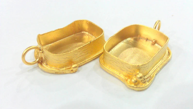 25x18 mm Bezel Settings , Mountings , Findings , Gold Plated Brass G21836
