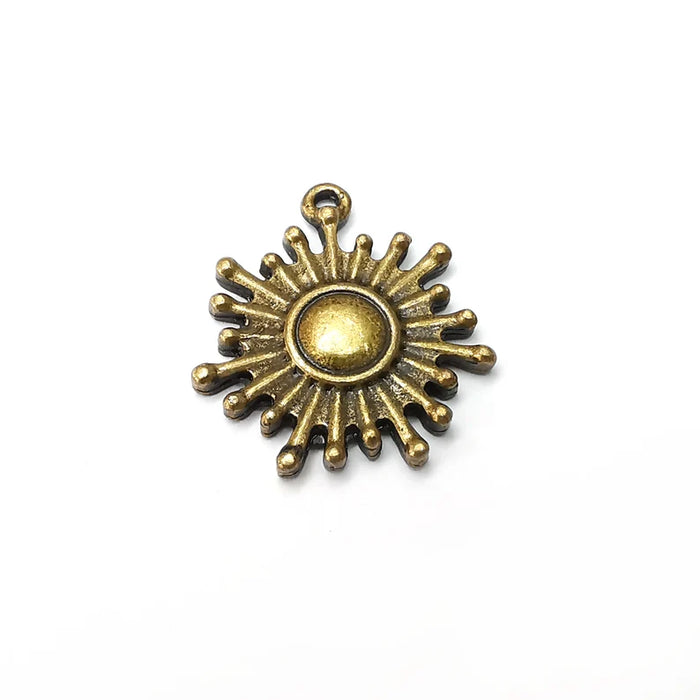 Sun Charms, Antique Bronze Plated Dangle Charms (26x23mm) G34156