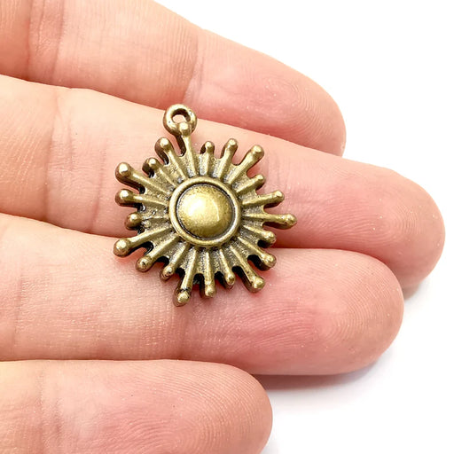 Sun Charms, Antique Bronze Plated Dangle Charms (26x23mm) G34156