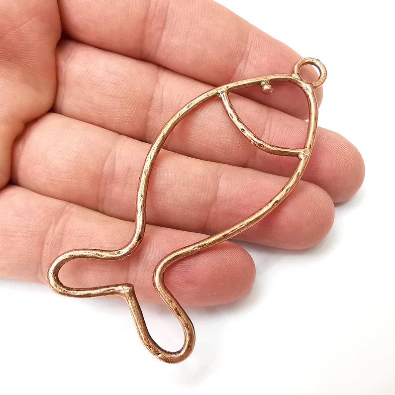 Fish Pendant, Charms Antique Copper Plated (80x32mm) G34225