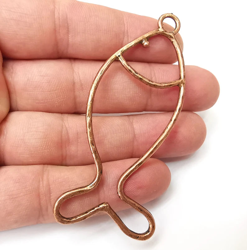 Fish Pendant, Charms Antique Copper Plated (80x32mm) G34225