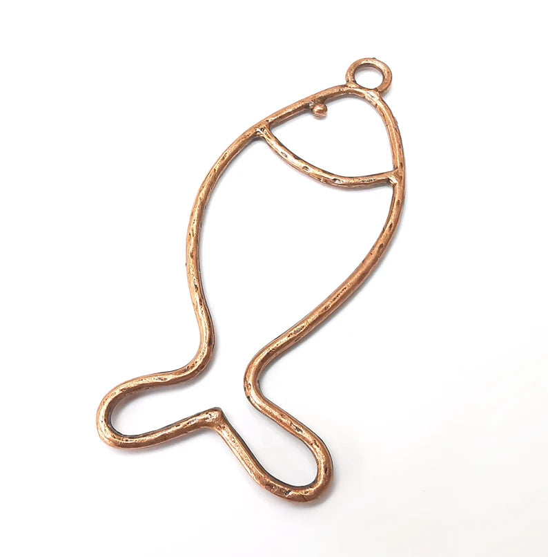 Fish Pendant, Charms Antique Copper Plated (80x32mm) G34225