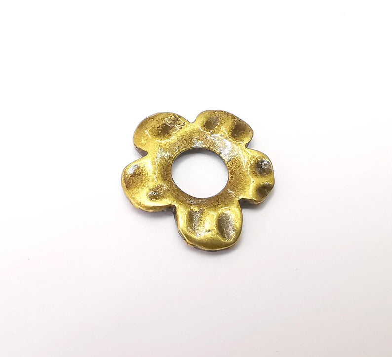 5 Flower Charms, Antique Bronze Plated Charms (20x19mm) G34227