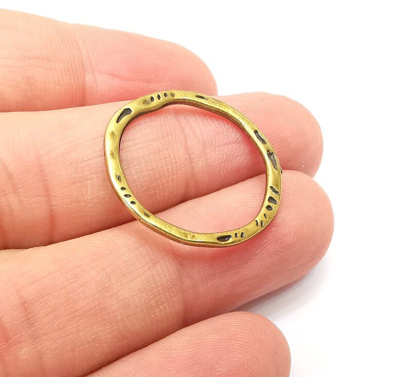 5 Striped Circle Findings Antique Bronze Plated Circle (25 mm) G34229