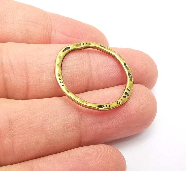 5 Striped Circle Findings Antique Bronze Plated Circle (25 mm) G34229