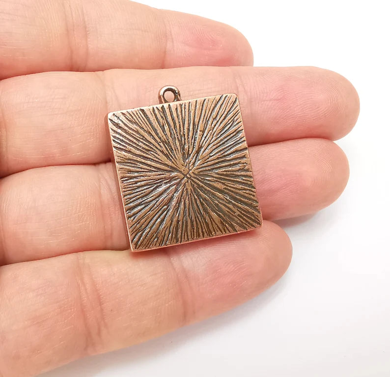 Square Pendant Blanks, Resin Bezel Bases, Mosaic Mountings, Dry flower Frame, Polymer Clay base, Antique Copper Plated (25mm) G34230