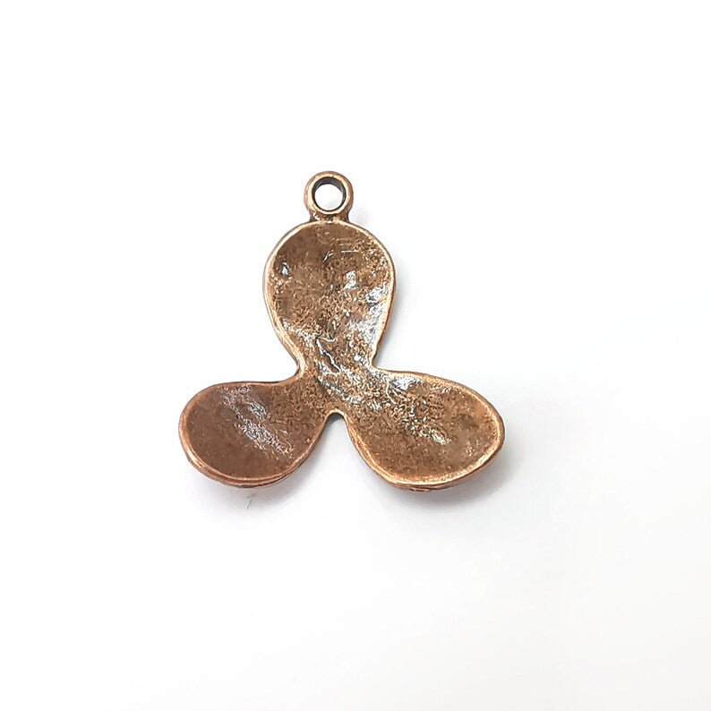 2 Flower Charms Antique Copper Plated Charm (29x26mm) G34235