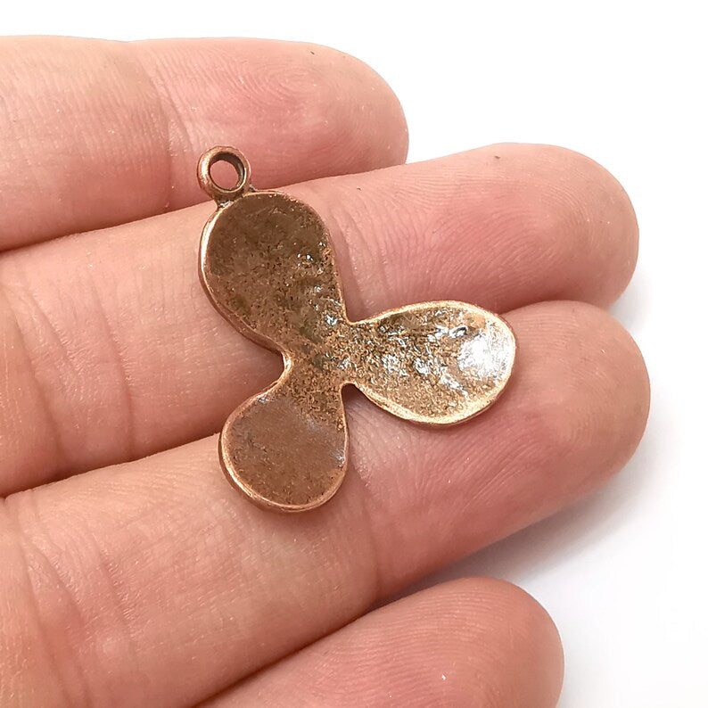 2 Flower Charms Antique Copper Plated Charm (29x26mm) G34235