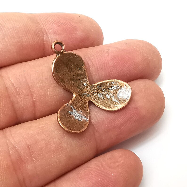 2 Flower Charms Antique Copper Plated Charm (29x26mm) G34235