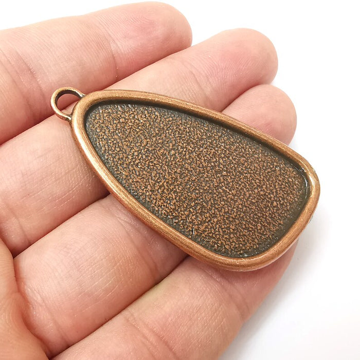 Unique Pendant Bezels, Resin Blank, inlay Mountings, Mosaic Frame, Cabochon Base, Dry Flower Settings Antique Copper Plated (49x28mm) G34238