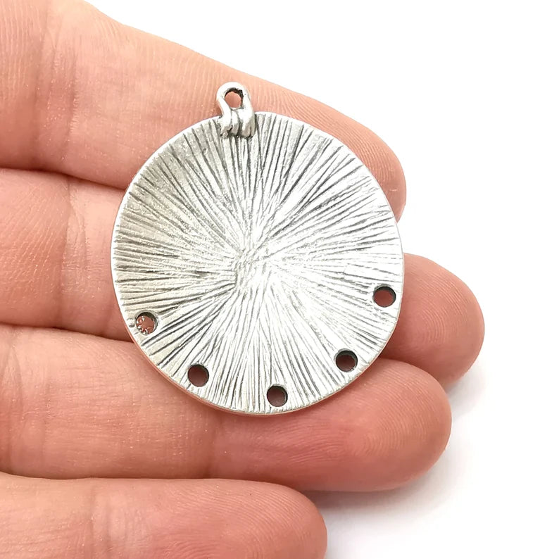Round Charms, Connector Antique Silver Plated (40x36mm) G34170