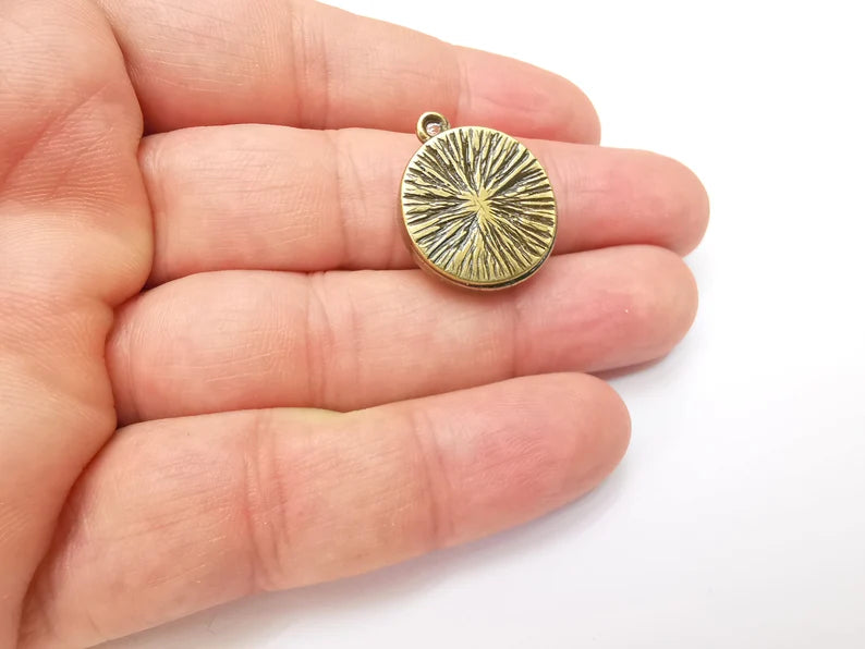 Round Pendant Blanks, Resin Bezel Bases, Mosaic Mountings, Dry flower Frame, Polymer Clay base, Antique Bronze Plated (18mm) G34243