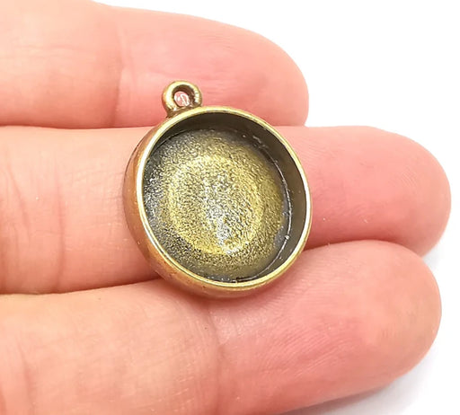 Round Pendant Blanks, Resin Bezel Bases, Mosaic Mountings, Dry flower Frame, Polymer Clay base, Antique Bronze Plated (18mm) G34243