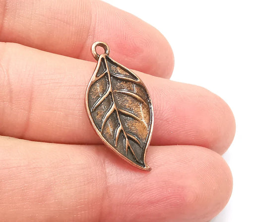 5 Leaf Charms, Antique Copper Plated Charms (28x14mm) G34244