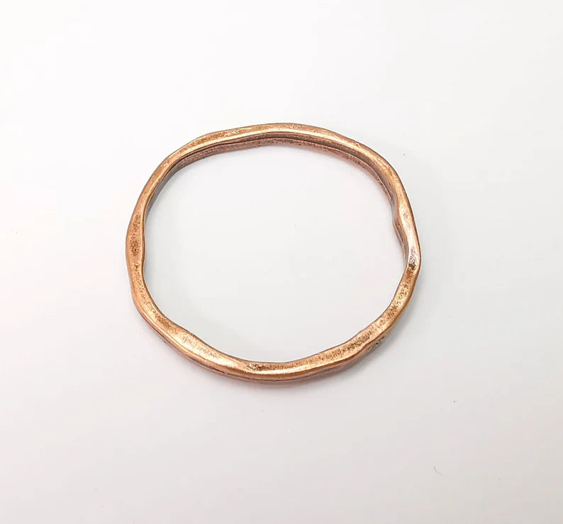 2 Round Circle Jewelry Findings Antique Copper Plated Organic Shape Pendant (36mm) G34248
