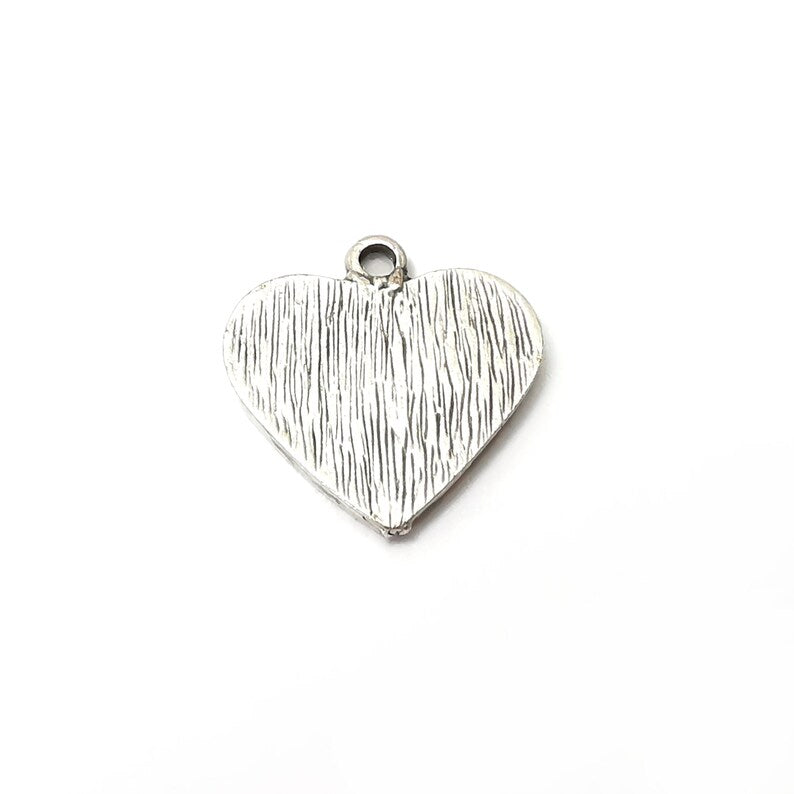 2 Heart Charms, Antique Silver Plated Dangle Charms (21x21mm) G34177