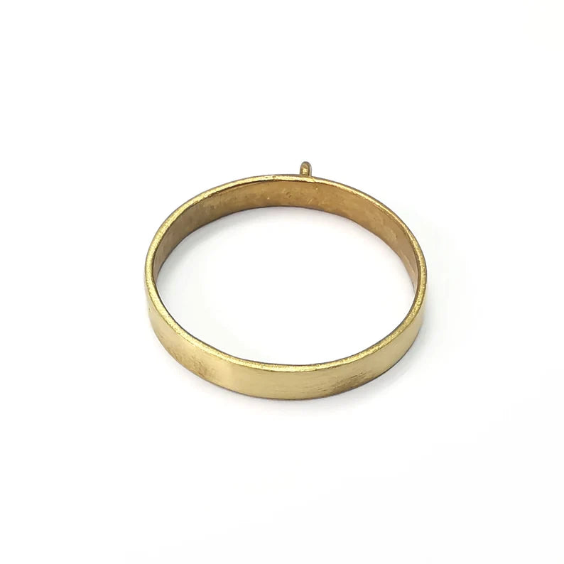 Raw Brass Bezel Settings Pendant Blank Base Mountings Necklace Blank (30mm round blank) G34256